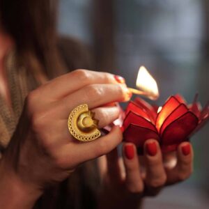atteza semilunar ring with red candle